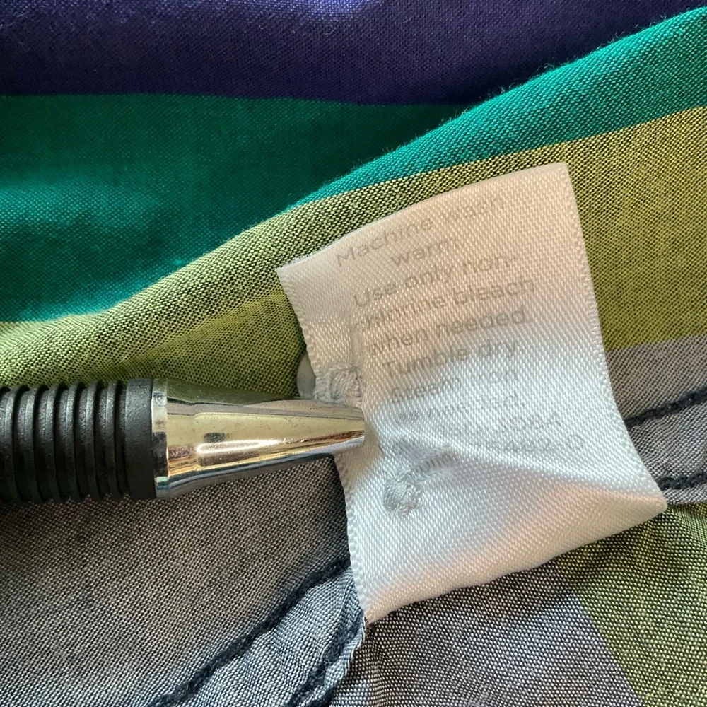 Plaid Long Sleeve Button Front Shirt 100% Cotton Purple Blue Green Women’s M - Picture 8 of 11